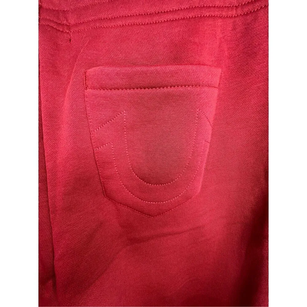 NWT True Religion Red Fleece Joggers With Gold Studded Horseshoe - Image 6