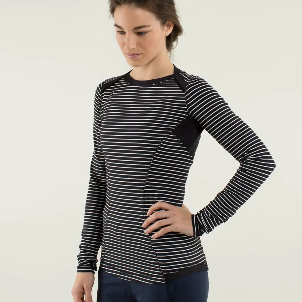 Lululemon Base Runner Long Sleeve Parallel Stripe Black White/Black Striped Top - Image 13