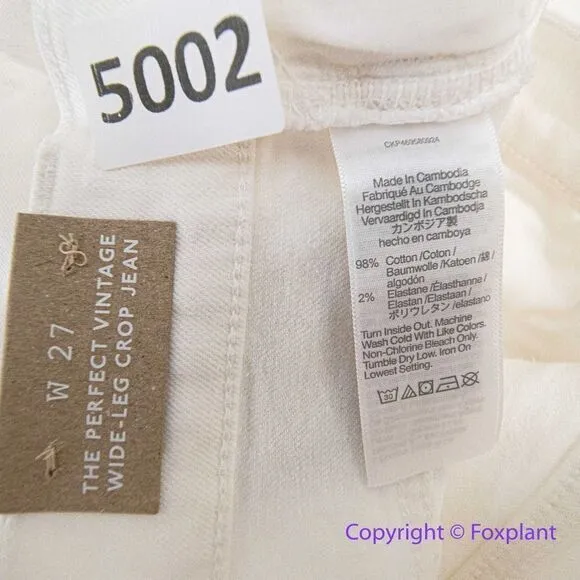 NEW Madewell The Perfect Vintage Wide-Leg Crop Jean‎ Tile White, 27 - Image 17