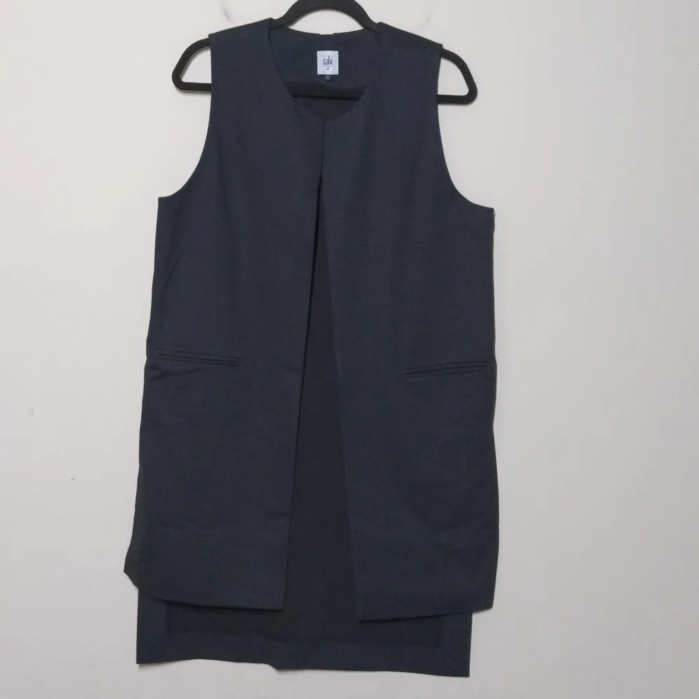 Cabi Drafting Vest 3178 Black Sleeveless Open Front Split Hem Career Pockets M - Image 9
