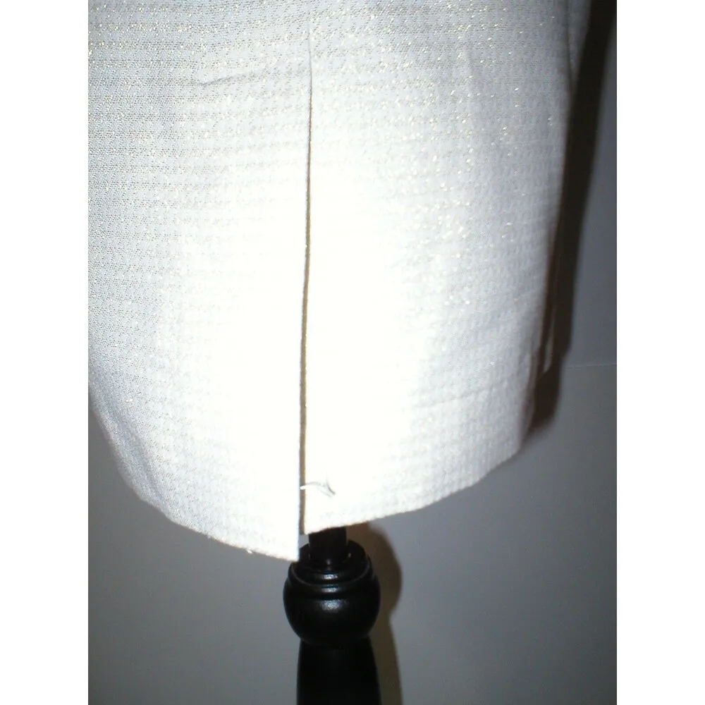 New Womens NWT Calvin Klein Skirt Ivory Metallic Gold Office 14P 14 P White Peti - Image 5