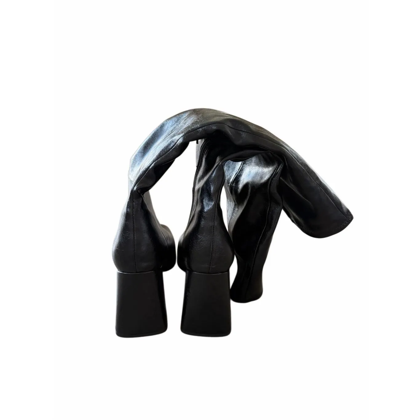 Steve Madden Tall Boot Size 8.5 Black Square Toe Chunky Block Heel NEW - Image 5