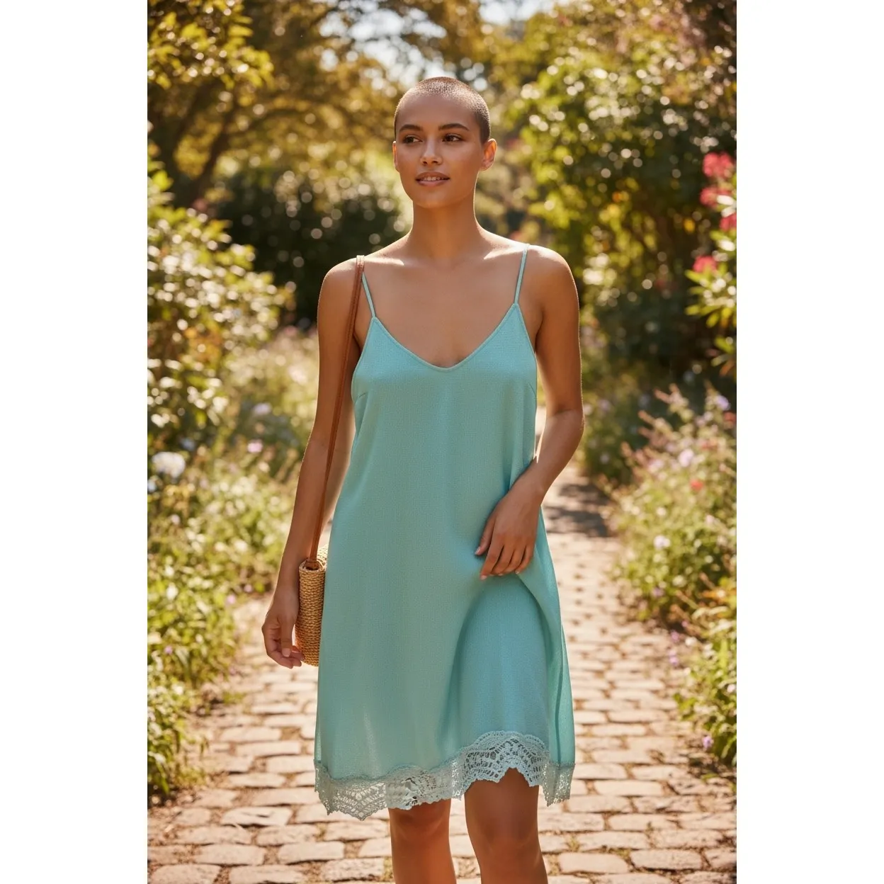 ASTR Lace Trim Mini Dress V Neck‎ Sleeveless Casual Summer Dress - Image 4