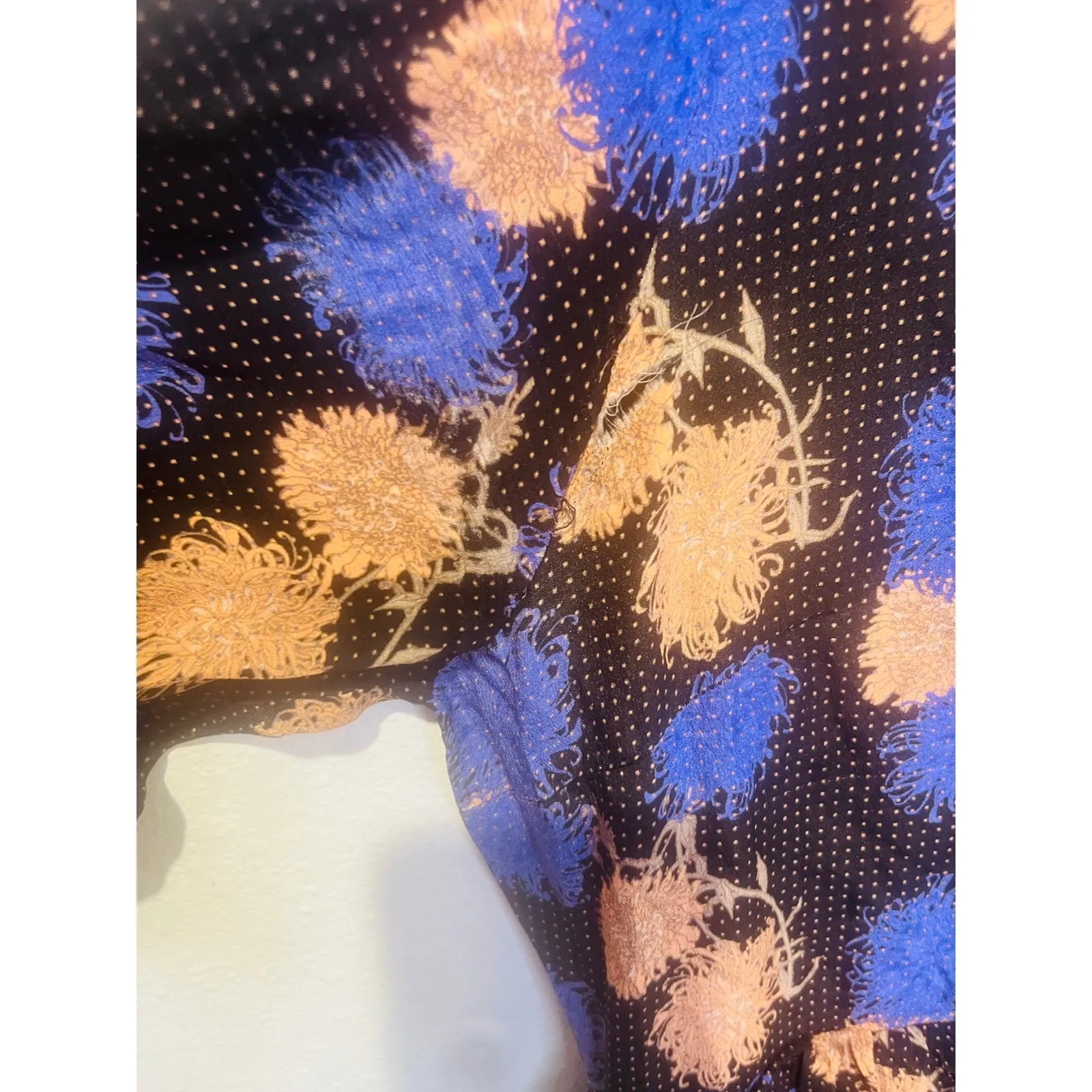 Hofmann Copenhagen Black Purple Printed 100% Silk Long Sleeve Mini Dress Size S - Image 6