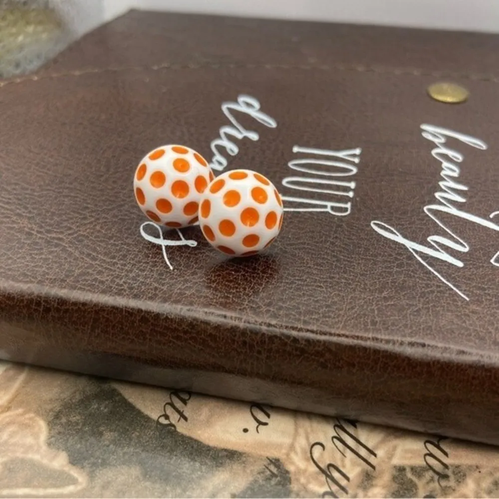 Rare Vintage Red White Polka Dot Earrings - Image 7