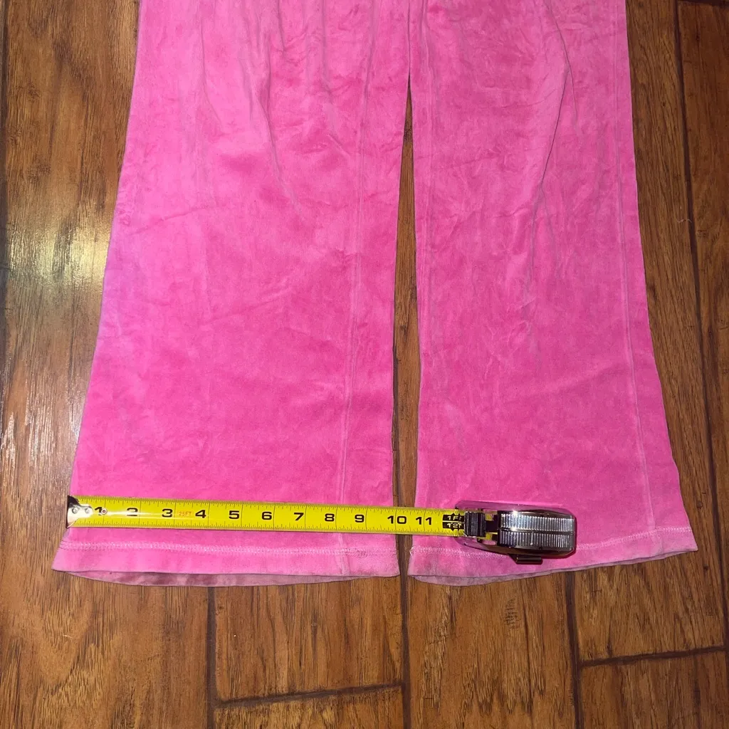 Y2K Candies velour flared yoga pants bright pink woman’s large - Image 4