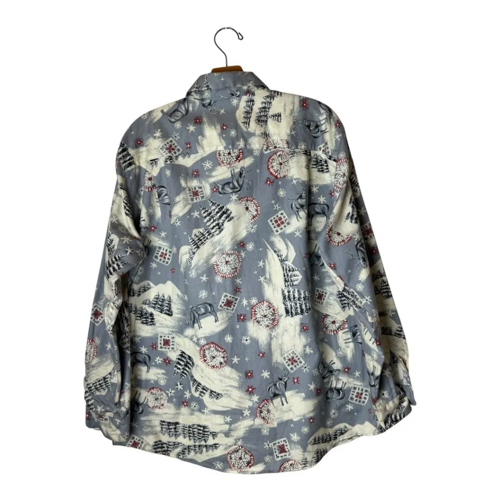 Pendleton Knockabouts Shirt Women 10 Gray Ivory Winter Snow Collared Button Down - Image 2