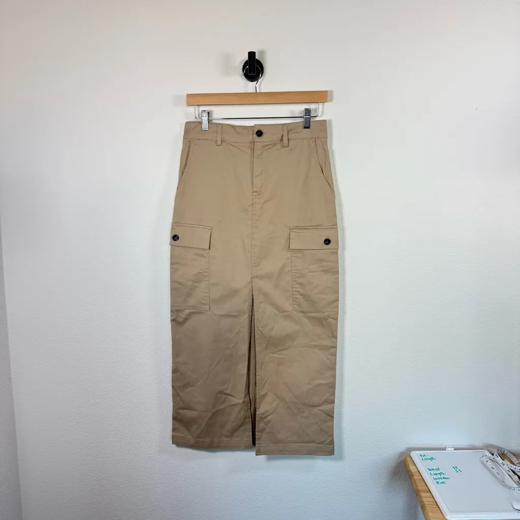 Jason Wu Women’s Cargo Pocket Midi Skirt in Tan Khaki Size XS - Image 5