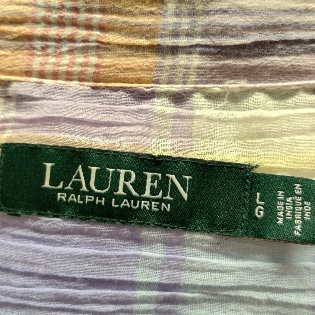 Lauren Ralph Lauren Size L Pastel Gauzy Semi-Sheer Button Up Long Sleeve Shirt - Image 7