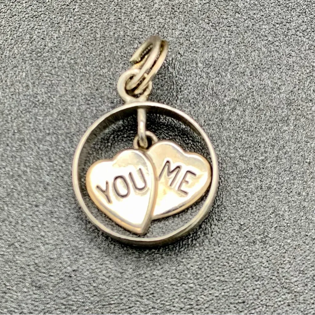 VTG Sterling Silver You And Me Heart Spinning In Wedding Ring Romantic 925 - Image 3