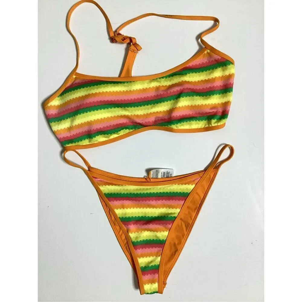 New. L*SPACE stripe bikini. Large. Retails. $198 - Image 9