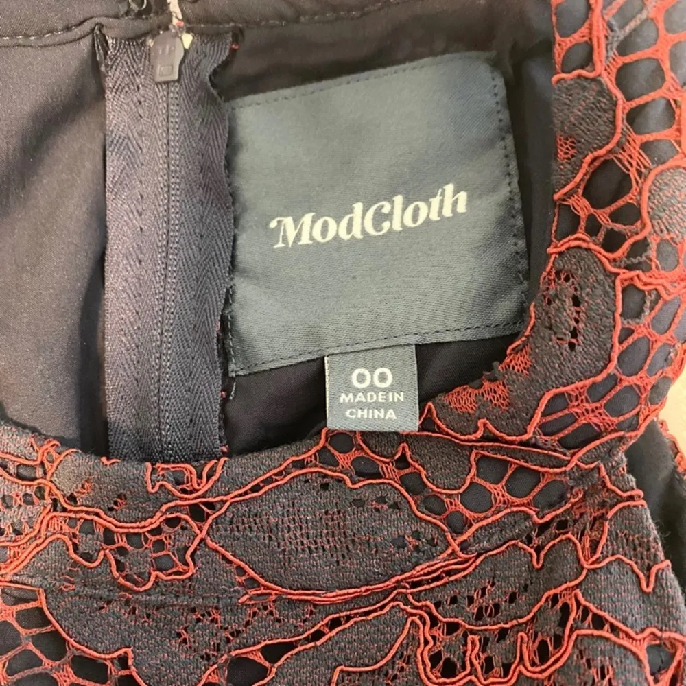 ModCloth A Night Like This Navy Sleeveless Midi Dress With Red Lace Overlay - Image 10