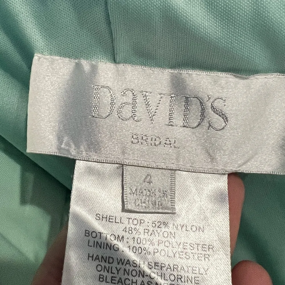 Davids Bridal One Shoulder Mint Green Bridesmaid Dress Size 4 - Image 5