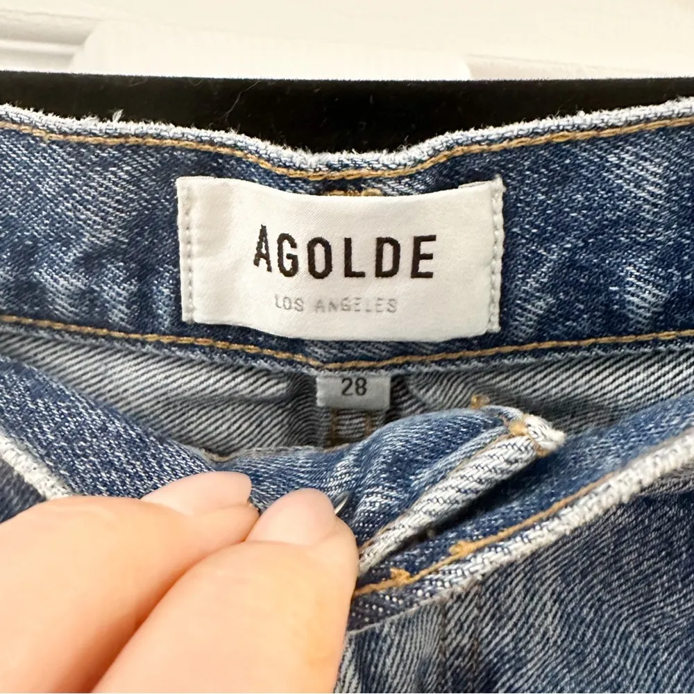 Agolde 90s Pinch Straight Cropped Raw Hem Rigid Denim Jeans sz 28 - Image 5