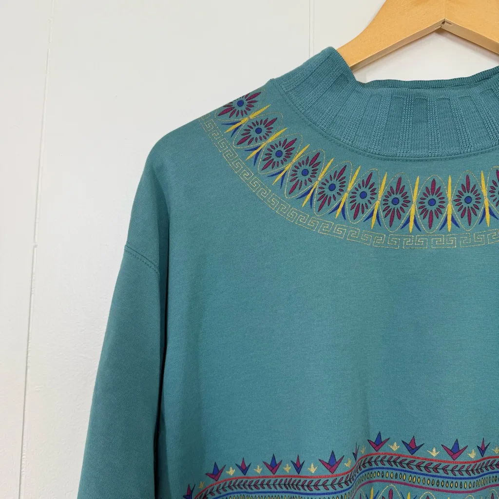 Blast Vintage Yoke Pattern Crewneck Sweatshirt Blue - Image 6