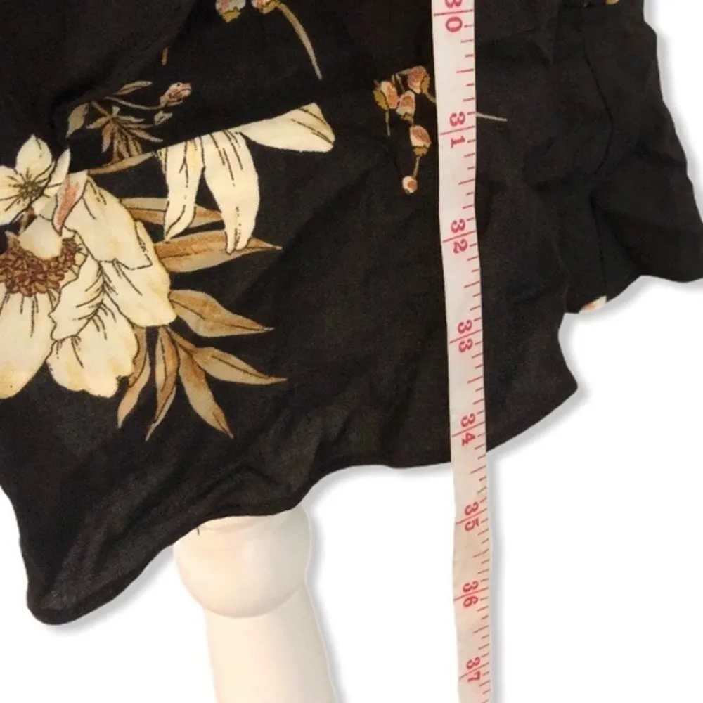 NWOT Dark Brown Floral Faux Wrap Dress Long Sleeve - Image 7