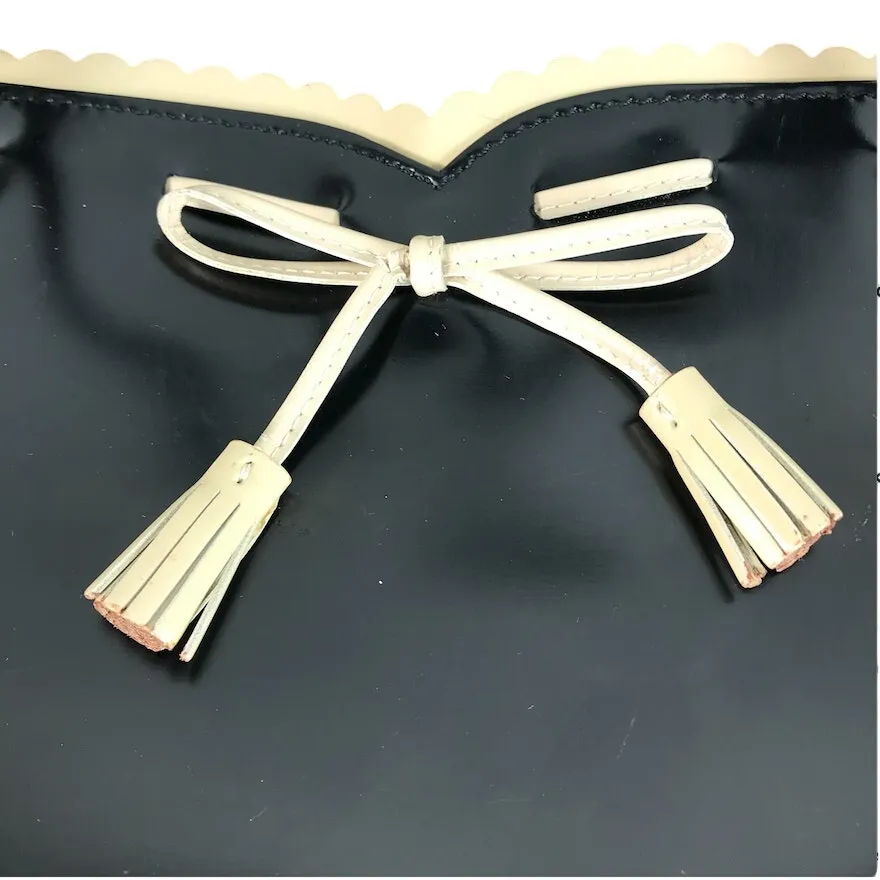 ANYA HINDMARCH Italian Leather Bow Handbag Tote Black Clasic Luxury Designer Y2K - Image 6