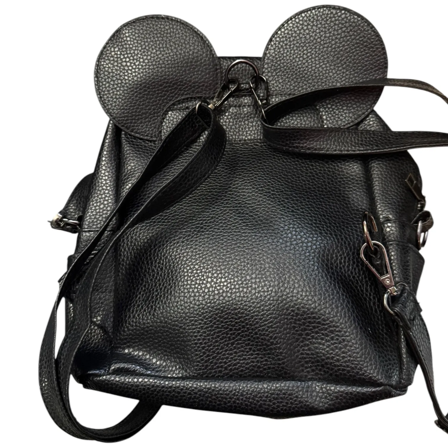 Black Faux Leather Mouse Ears Small Backpack - Image 2