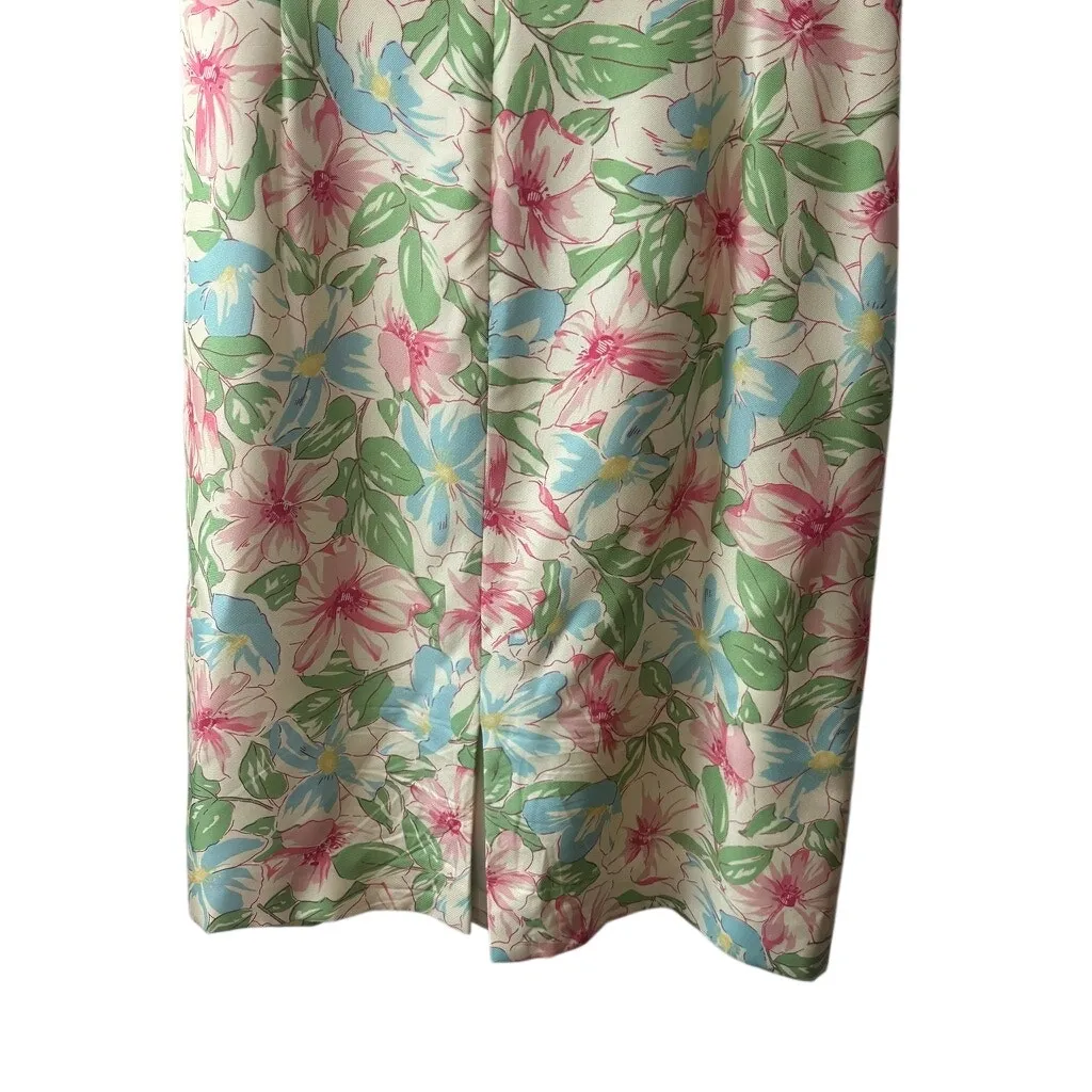 Ann Taylor Ivory Floral 100% Silk Sleeveless Sheath Dress Women's 10 Petite 10P - Image 5