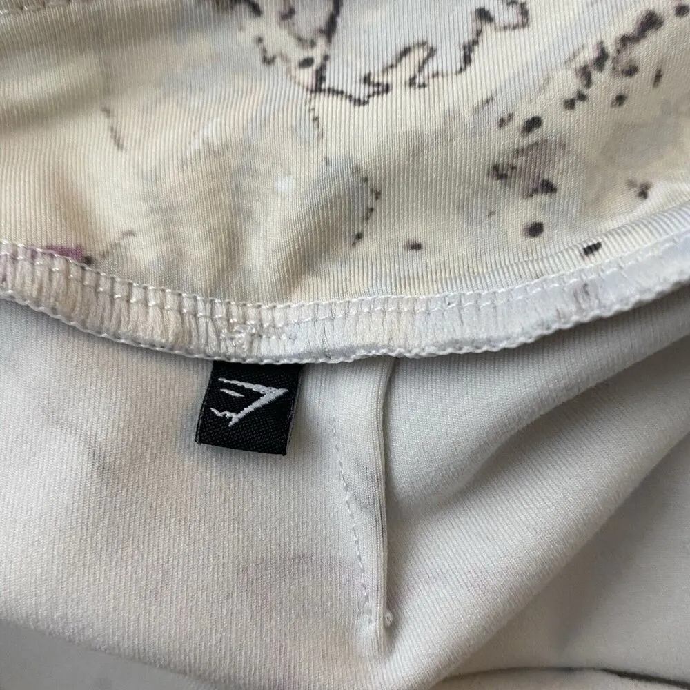 Gymshark Ori Leggings Print Gray Cream Marble 7/8 Length Cropped Sz Small - Image 4