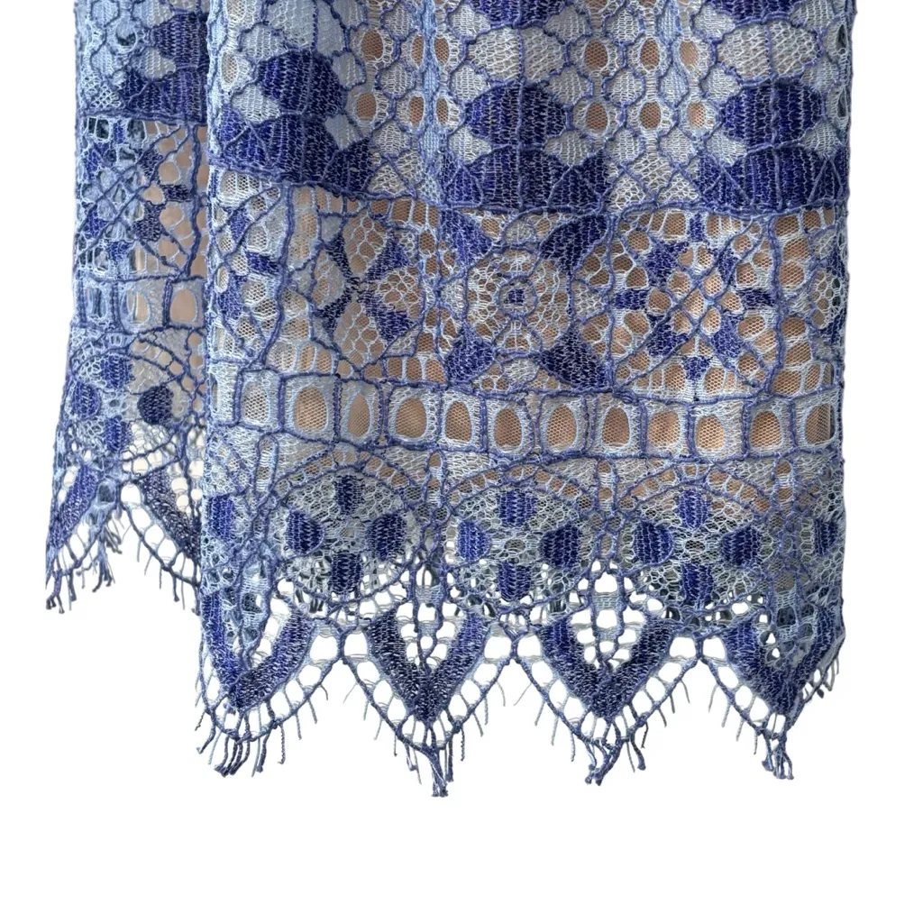 BCBGMaxAzria Blue & Tan Lace Fit & Flare Mini Dress NWT Women's Size 6 - Image 7