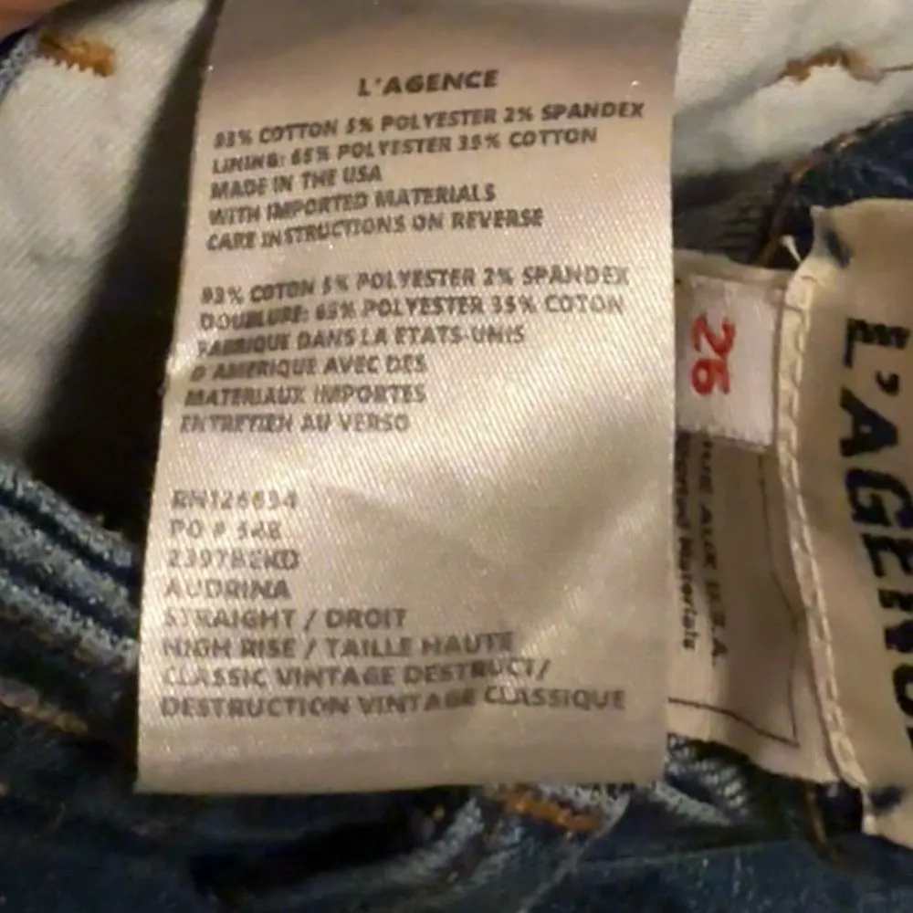 LAGENCE Audrina Straight High Rise Denim Jeans Destroyed Ripped Knee- Size 26 - Image 6