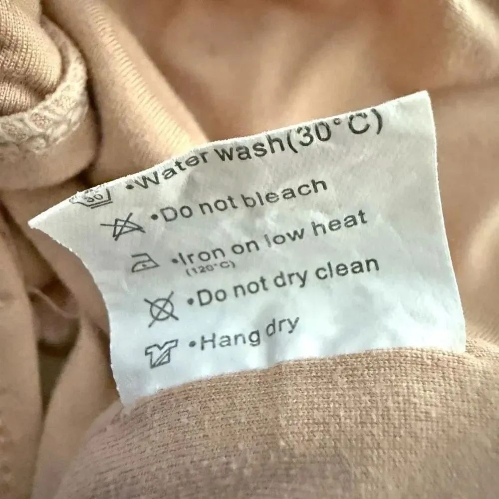 PEORIA | Dark Nude Peach Square Neck Long Sleeve Bodysuit Snap Closure | Size XL Tan - Image 8