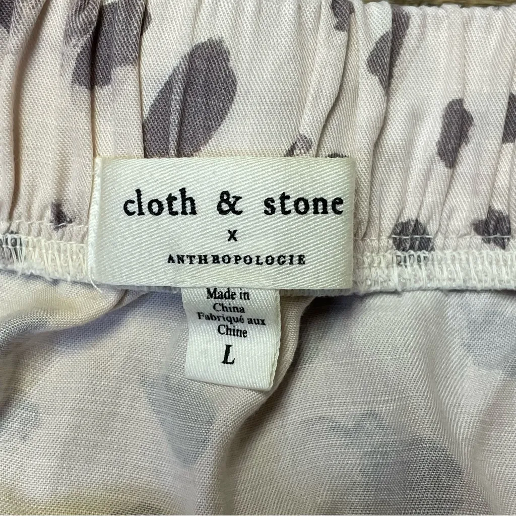 Cloth & Stone Skirt Blush Leopard Print Tiered Elastic Waist Large Anthropologie - Image 4