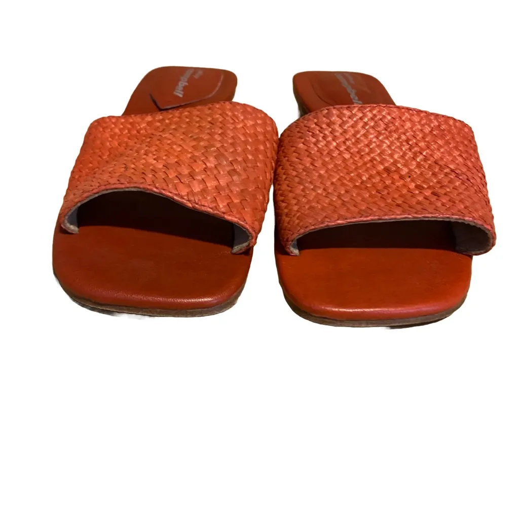 JEFFREY CAMPBELL ORANGE RAFFIA AND LEATHER SLIDE FLATS (8) - Image 5