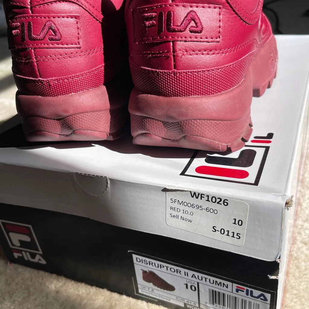 Fila Disruptor II Autumn Burgundy Chunky Sneakers *RARE* - Image 9