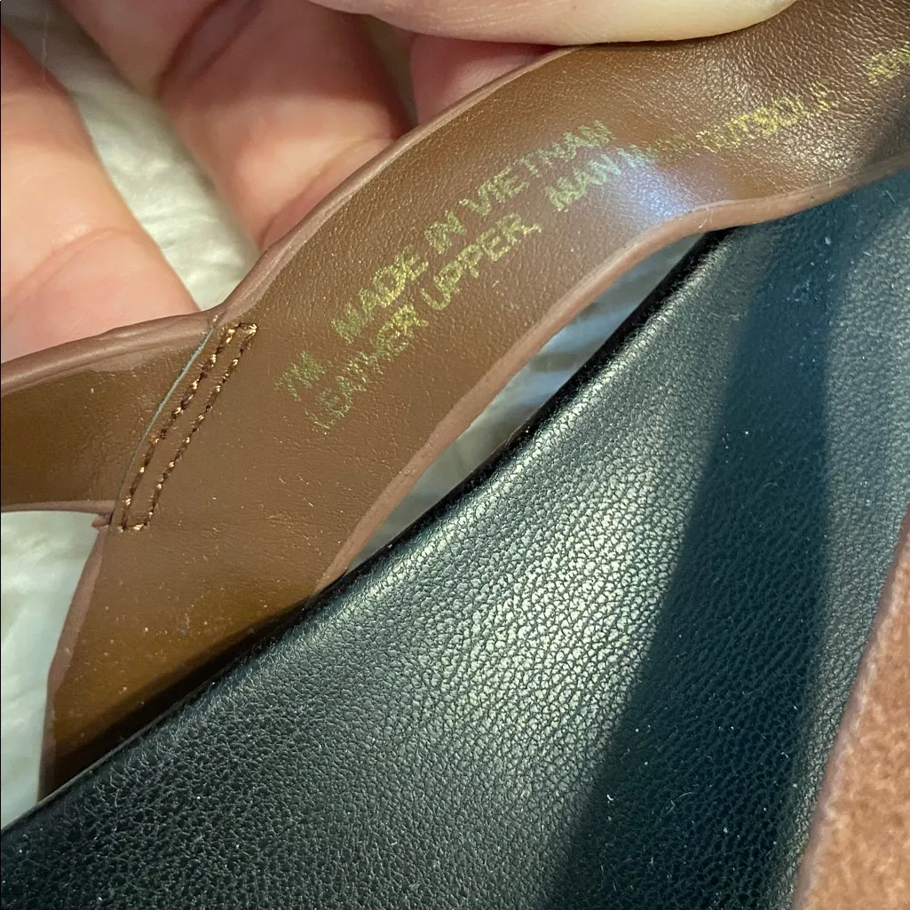 Open Edit Elegant Brown Leather Women’s Sandals soft bed size 7M BNWOT - Image 3