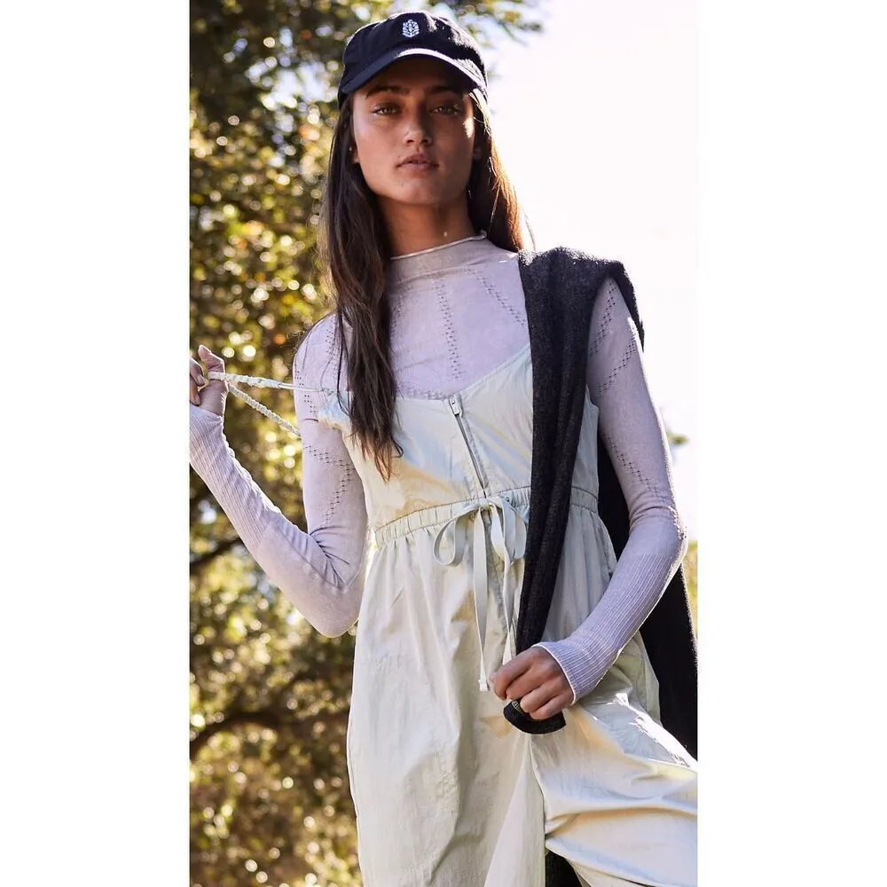 Free People NWT Down To Earth Nylon Romper Summer Mist Light Green Sz XS - Image 4