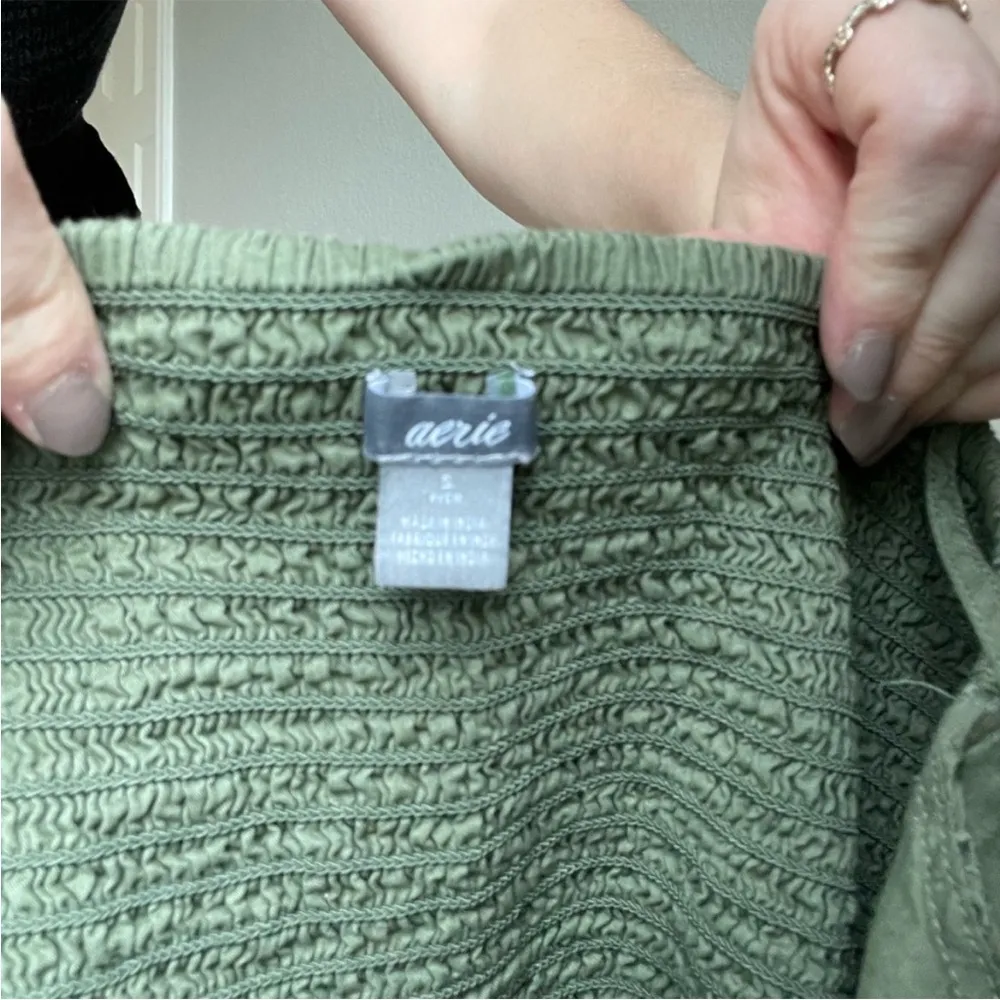 Aerie Army Green Eyelet Cut Out Romper - Image 5