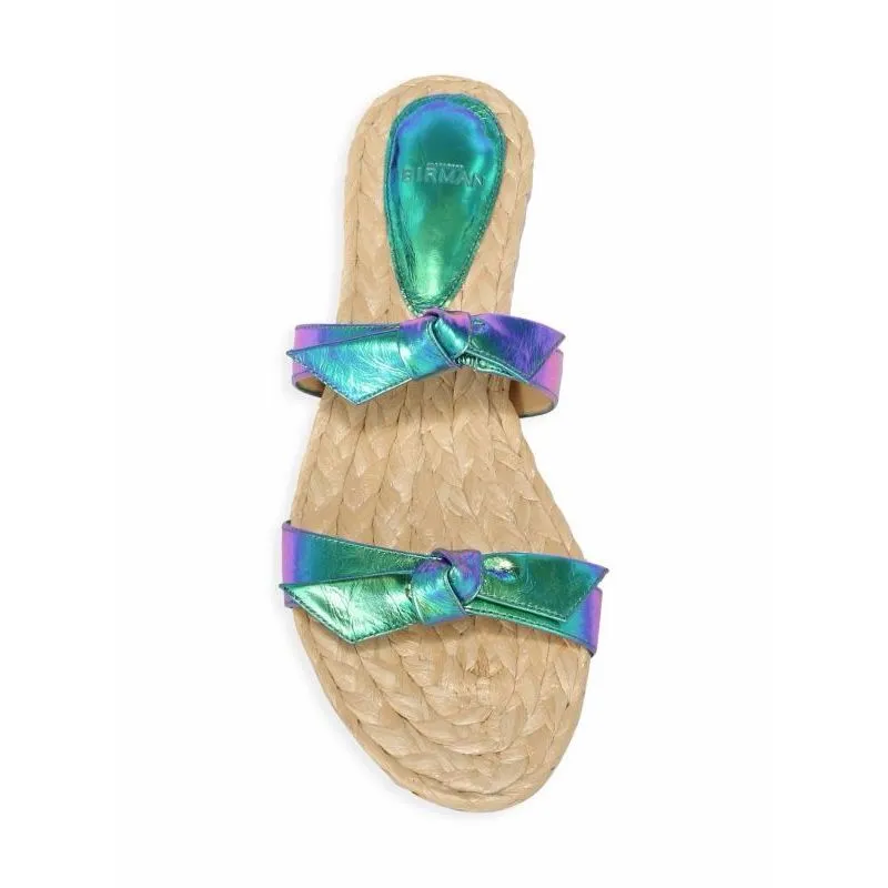 Alexandre Birman Clarita Iridescent Leather Flat Sandals Size 39/8.5 - Image 2