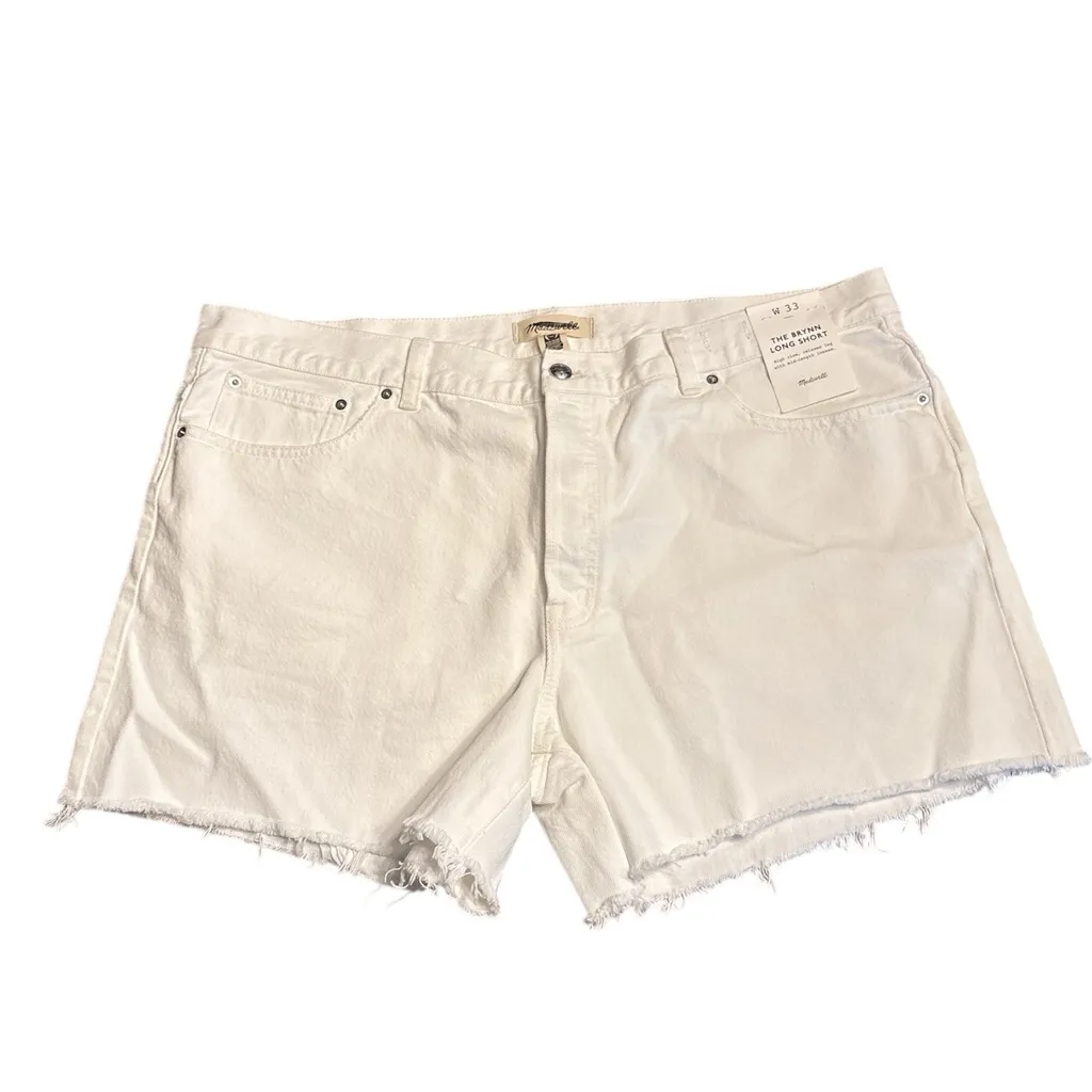 Madewell women’s The Brynn Long Short high rise relaxed leg white Size 33 NWT - Image 4