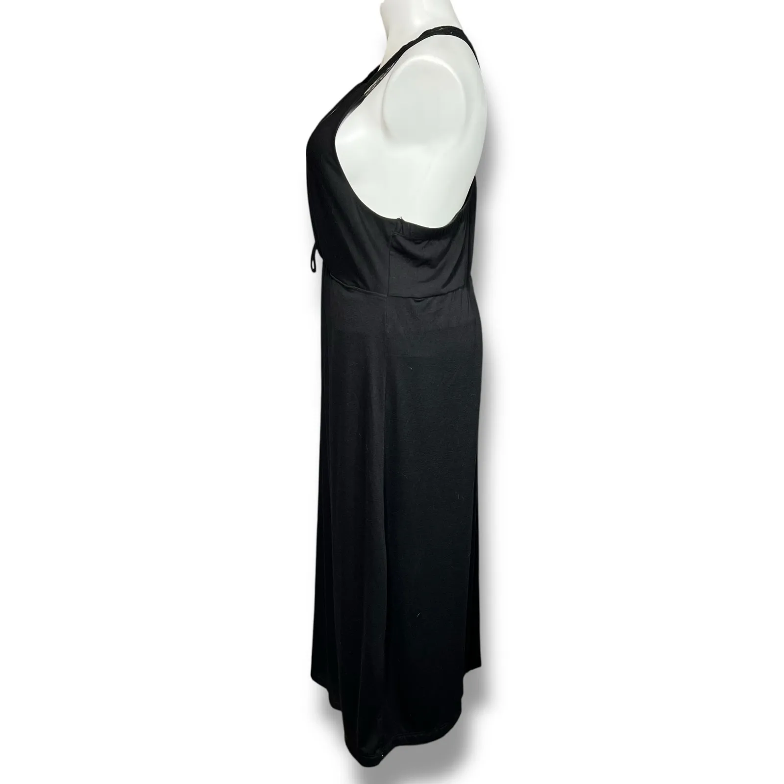 Vintage Torrid Womens Maxi Blouson Sundress V Neck Sleeveless Lace Back Black 4X - Image 6