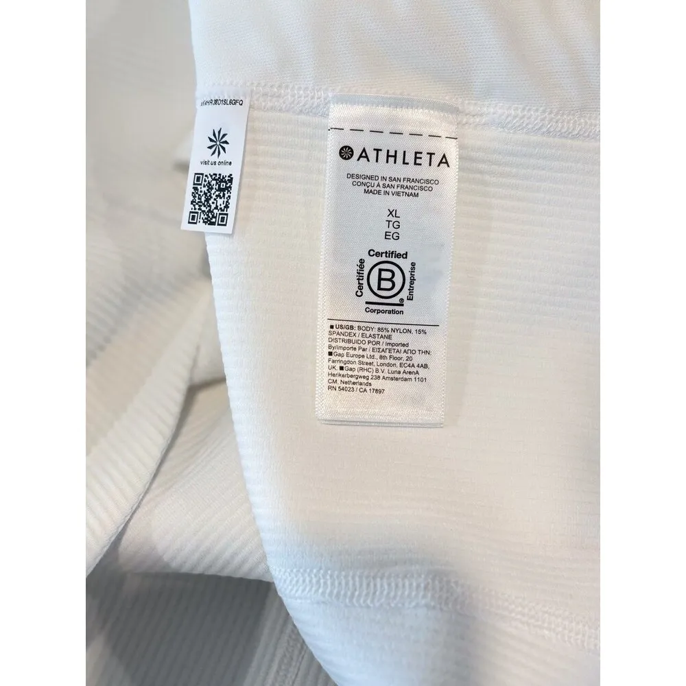 Athleta Womens Jacket White Salutation Full Zip Ribbed Thumbhole Stretch Size XL - Image 10