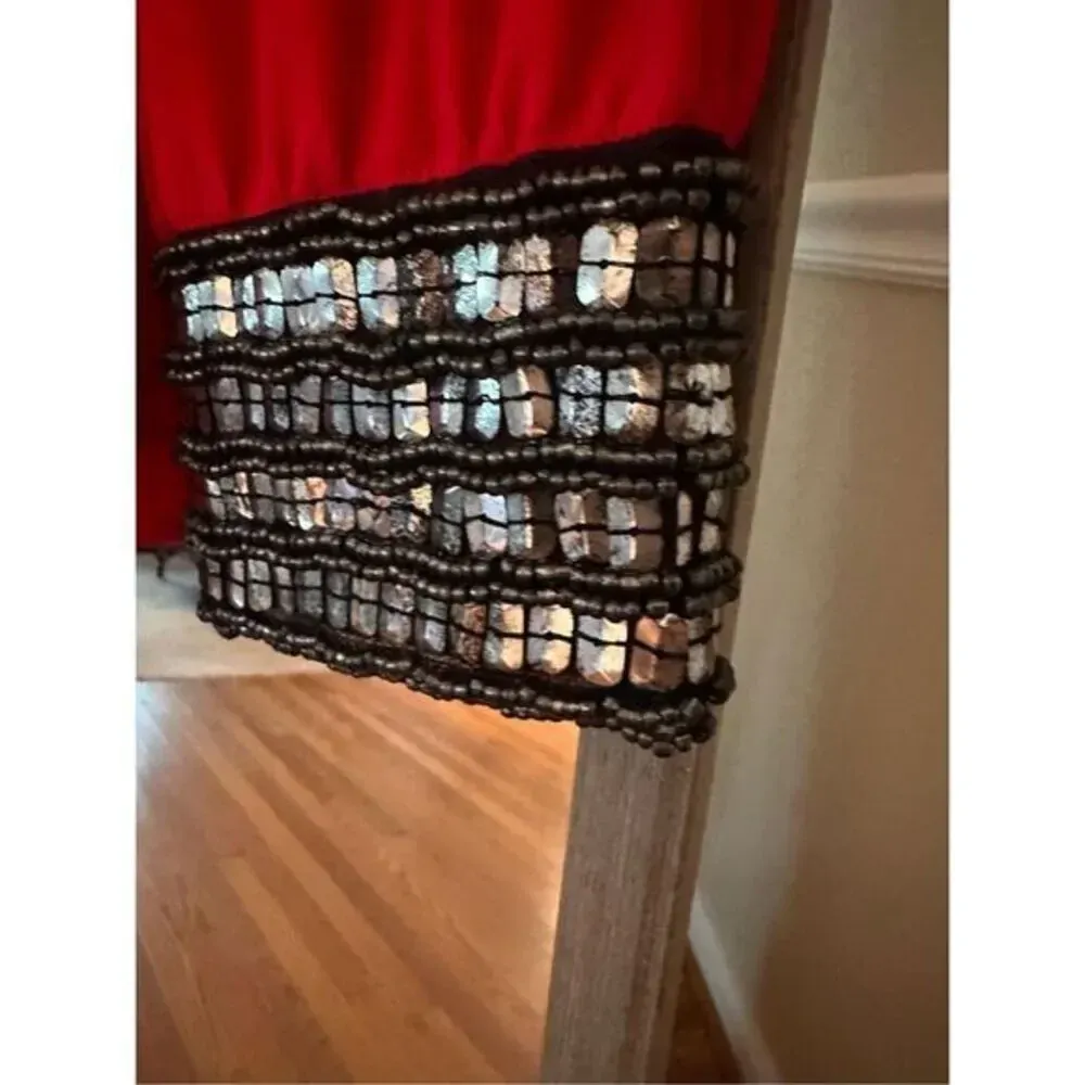 Gibson Latimer Red Sequin Trim Blouse Size Medium - Image 3