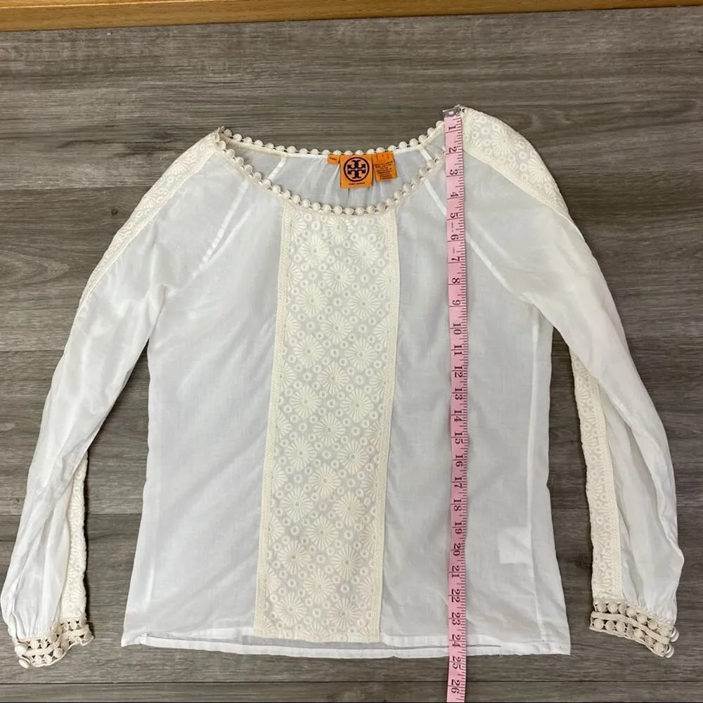 Tory Burch Embroidered Top White Size 6 - Image 8