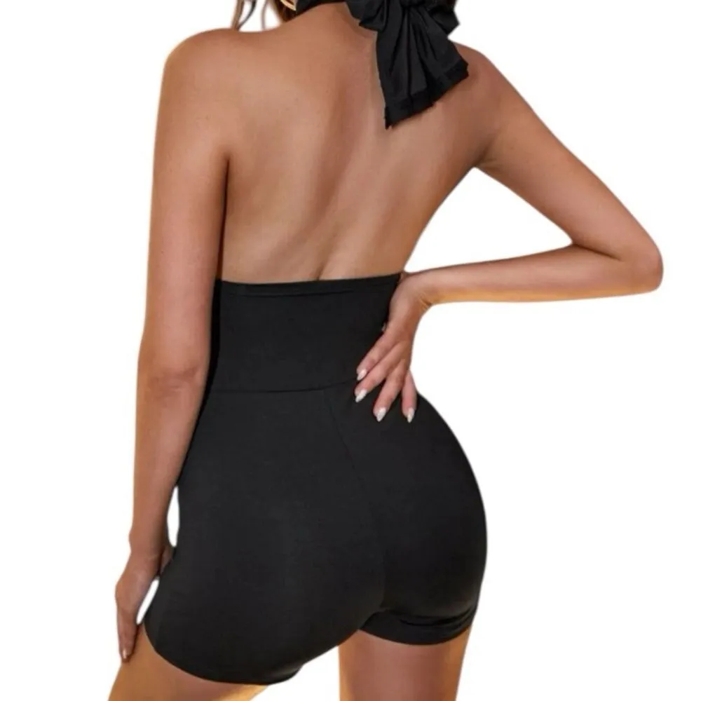 Shein SZ M cross wrap tie backless romper - Image 3