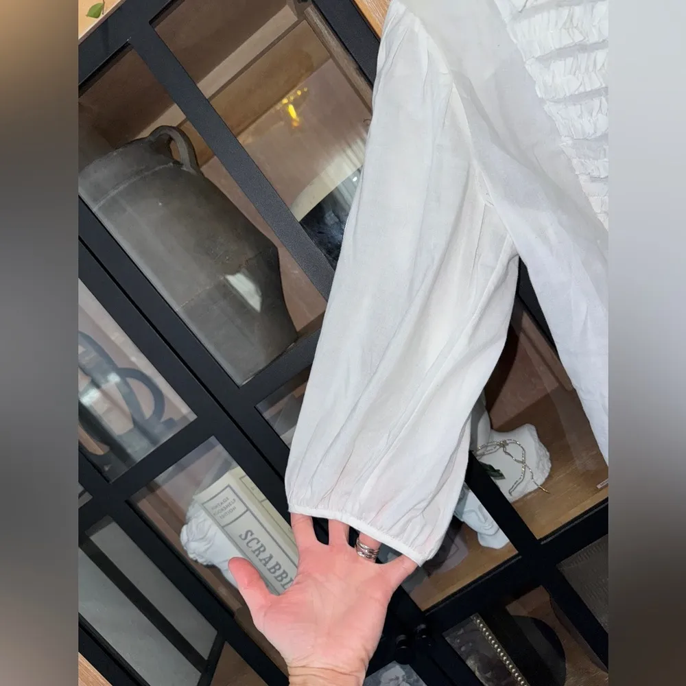 Vintage Diane Von Furstenberg blouse long sleeve button up pleated shirt collar - Image 3