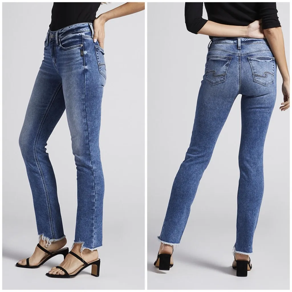 NWT Buckle Silver Jeans Curvy Suki Mid‎ Rise Straight Leg Jeans Indigo Size 25 - Image 2