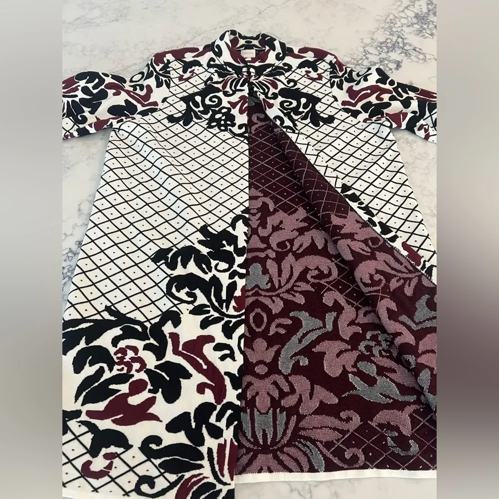 Chicos Longline Chico’s Midi Contrast Scroll Cardigan Sweater 2 Large $179 EUC - Image 13