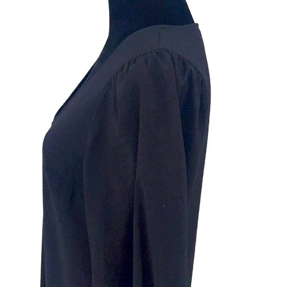 H&M Women's Viscose V-Neck High Slit Crepe‎ Midi Dress Black Size XS - Image 4