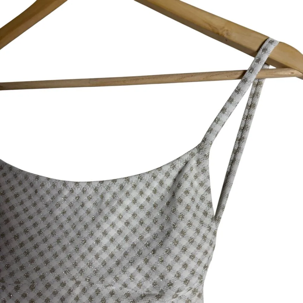 Solid & Striped Melissa One Piece Swimsuit White Metallic Lurex Gingham Size XS - Image 6