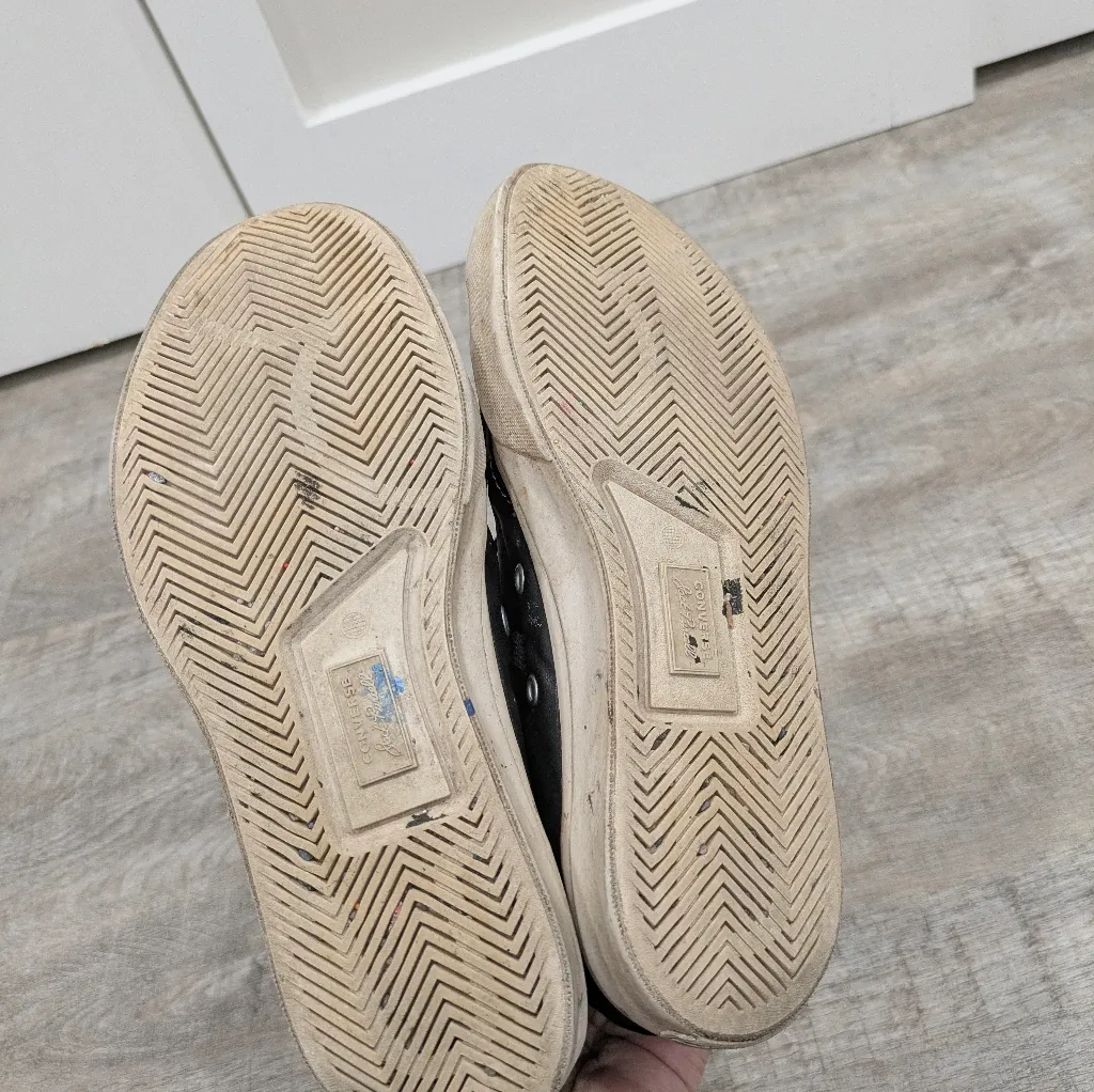 Converse Jack Purcell Black Leather Zip High Tops Size 6.5 - Image 5