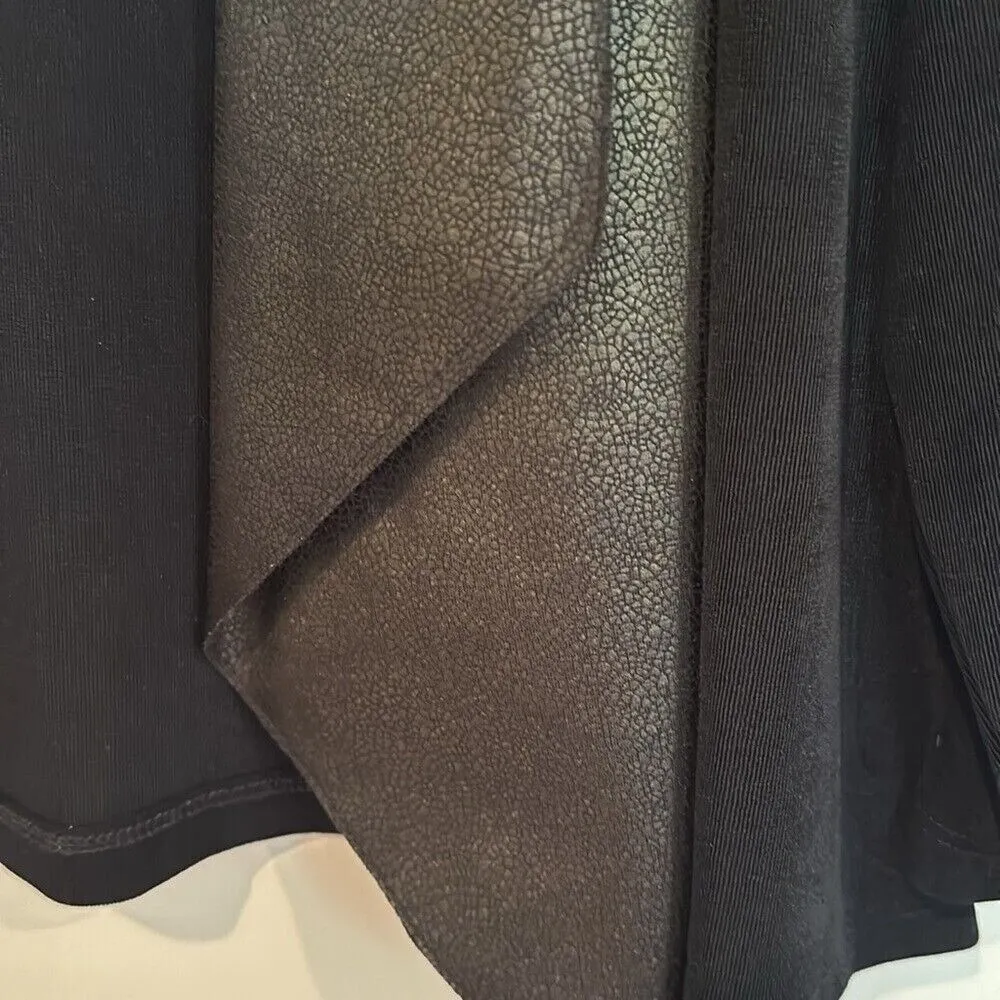 Chicos Travelers Faux Leather Mix Jacket Women's 12 Black 3/4 Sleeve Stretch NWT - Image 5