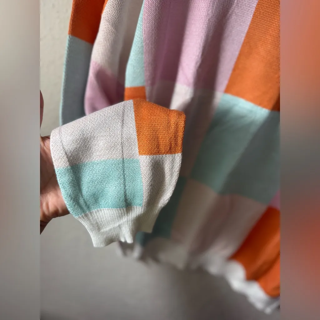 Colorful Checkered Sweater Size L Orange Size L - Image 3