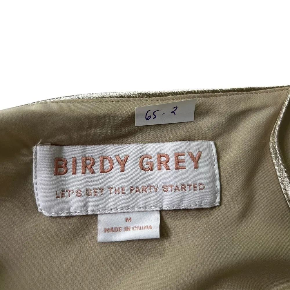 Birdy Grey Champagne Satin Slit Bridesmaid Formal Dress Women Size Medium | 65-2 - Image 6