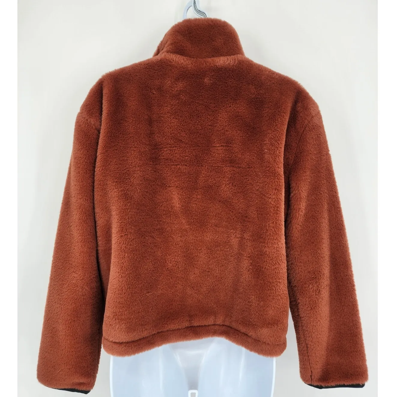 Blank NYC Burnt Orange Fuzzy Half-Zip Pullover Jacket Women’s XS - Image 3